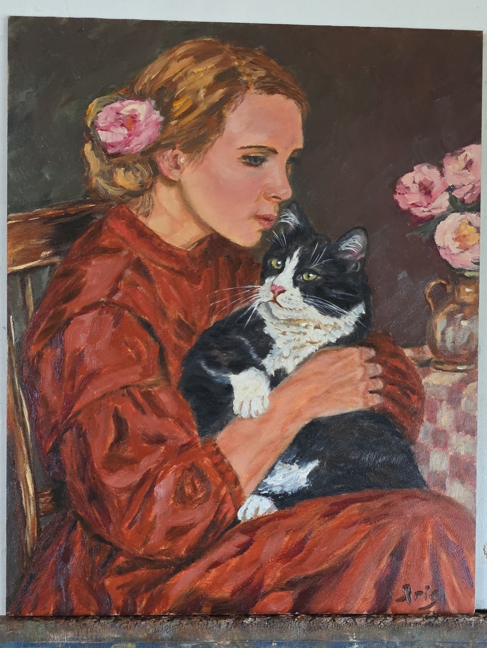 Abstract oil Painting cute Cat